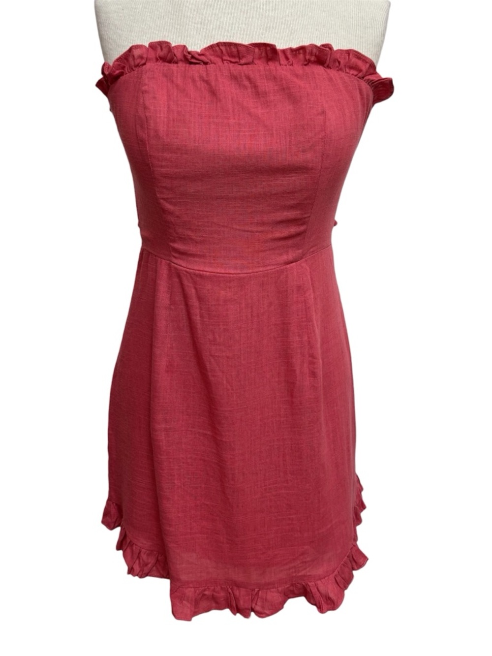 Selfie Leslie Dollface Bandeau Ruffle Mini Dress Women Medium Cut Out Tie Back